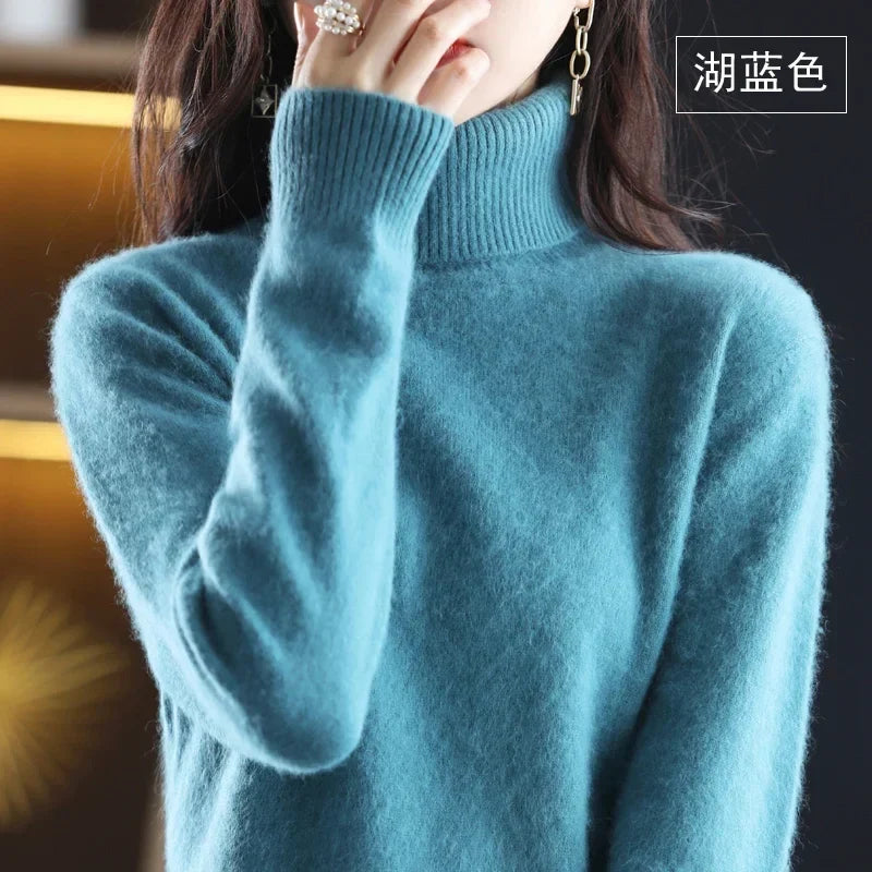 Damen Rollkragenpullover Langarm Strickpullover Weiches Material