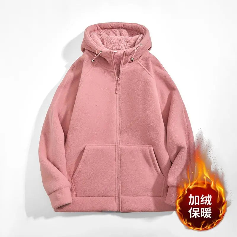 Unisex Kapuzenjacke mit Reißverschluss und Plüschfutter für kalte Tage