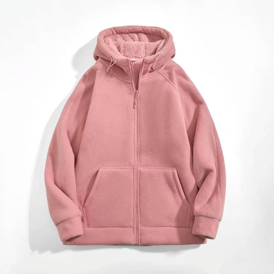 Unisex Kapuzenjacke mit Reißverschluss und Plüschfutter für kalte Tage