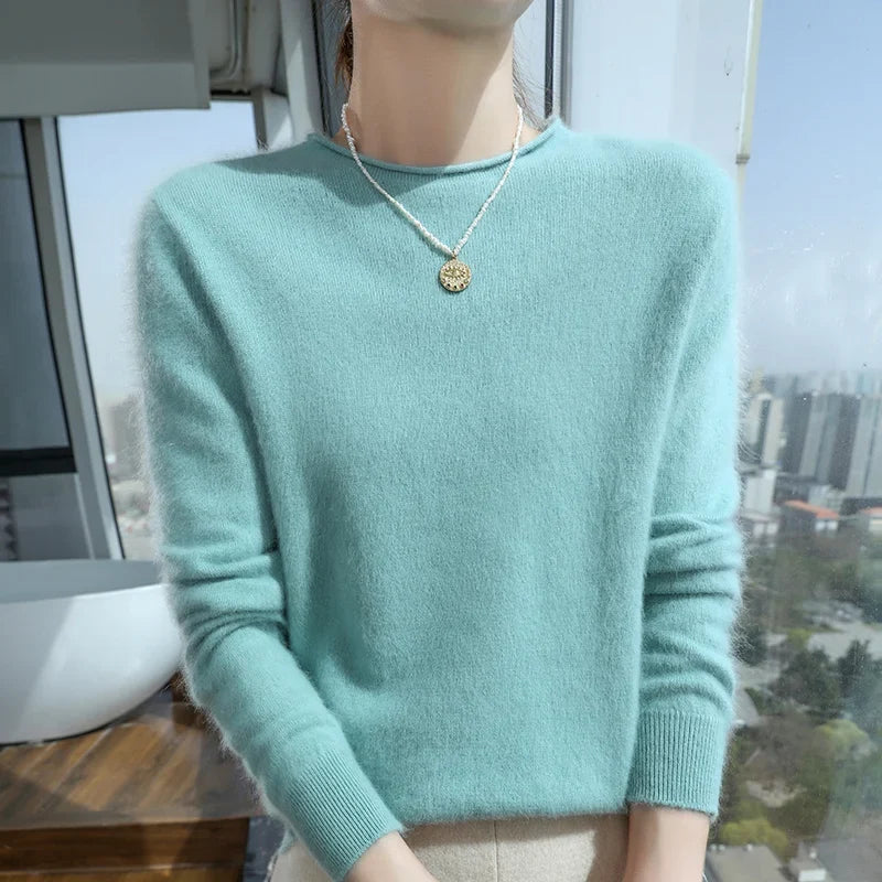 Damen Pullover Rundhals Langarm Weiches Material