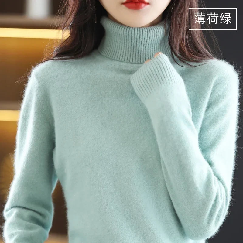 Damen Rollkragenpullover Langarm Strickpullover Weiches Material