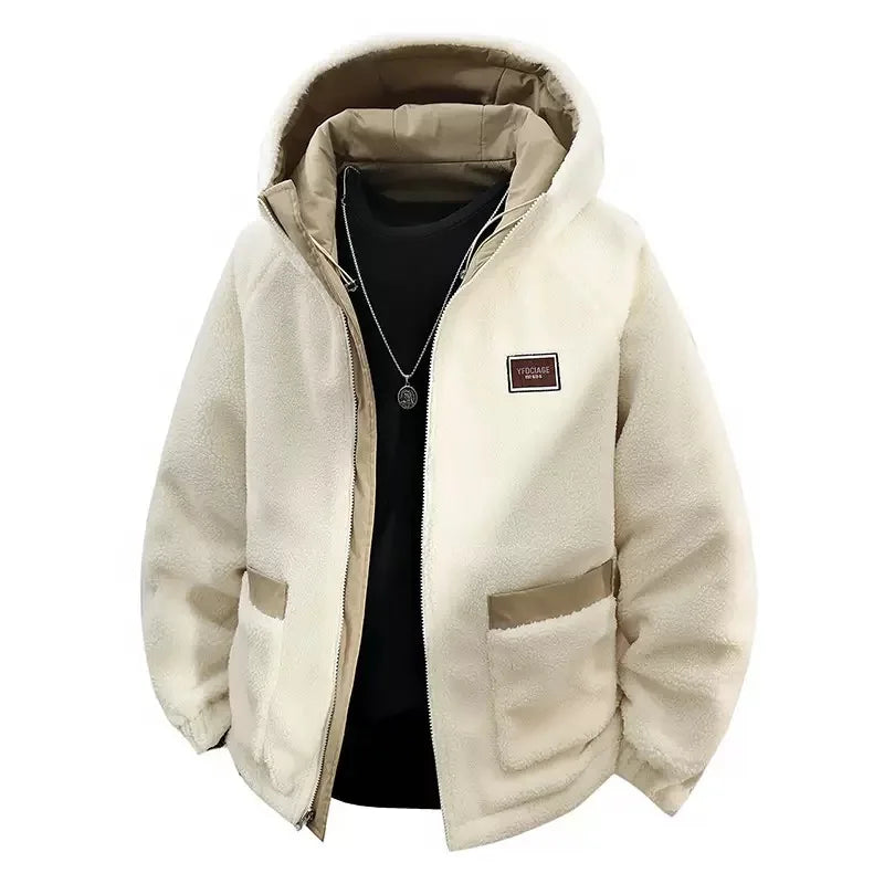 Herren Winterjacke mit Kapuze und weichem Innenfutter – Beige