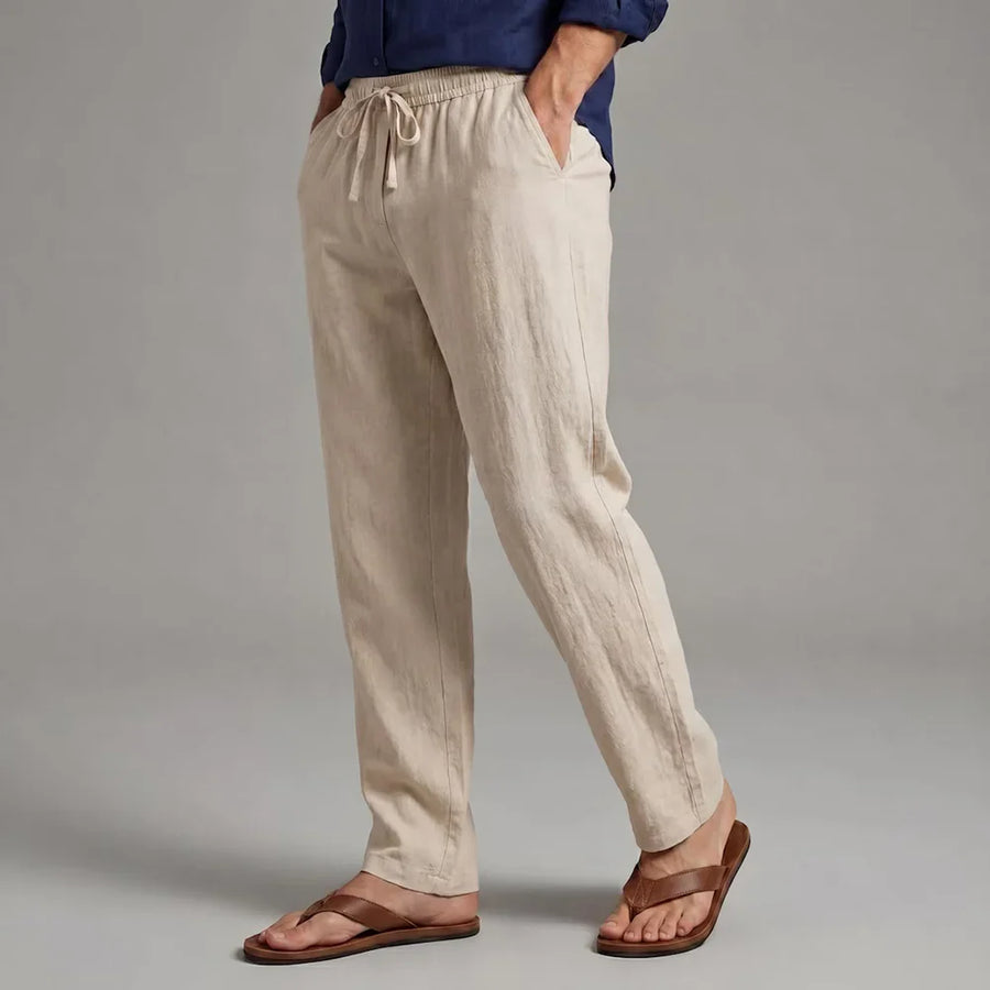 Herren Freizeithose Weites Bein Kordelzug Weiß