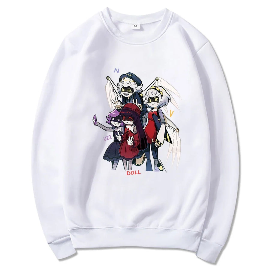 Unisexhoodie met kangoeroezak en anime-opdruk