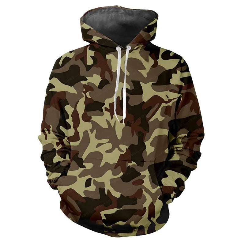 Hoodie met capuchon, camouflagepatroon, kangoeroezak, unisex