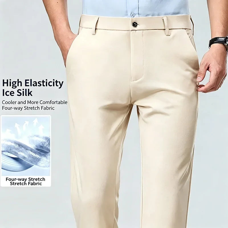 Herren Business-Hose Schwarz Gerade Passform Anzughose