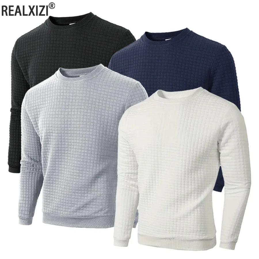 Gestructureerd sweatshirt met ronde hals voor heren, lange mouwen - diverse kleuren