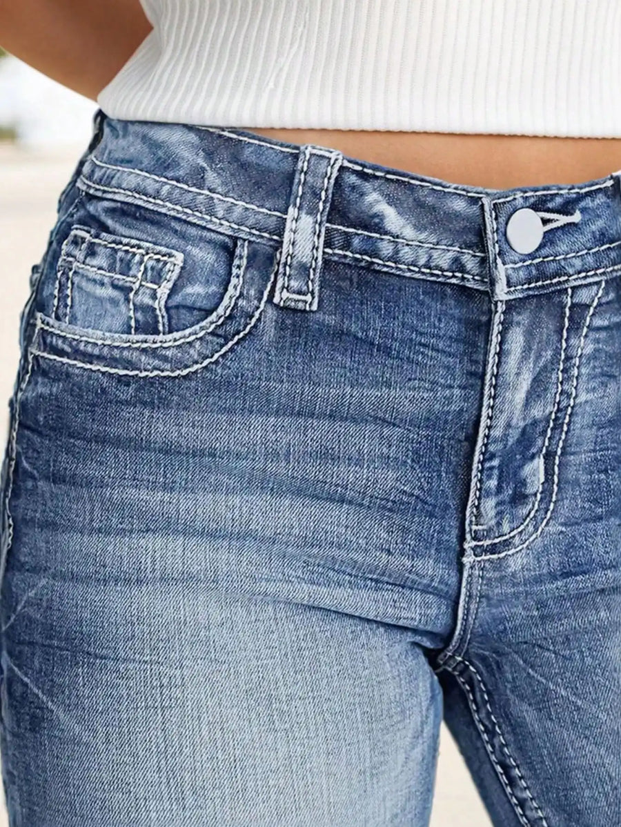 Dames bootcut-jeans, lichtblauw, met lichte wassing