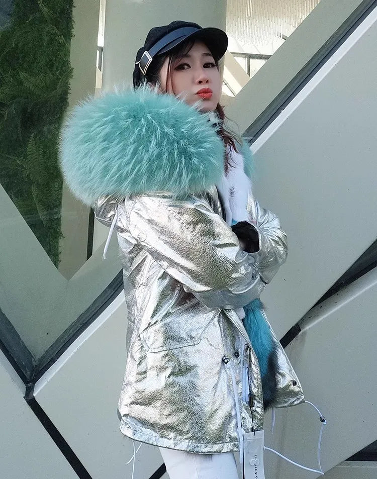 Damen Winterparka mit abnehmbarem Kunstpelzbesatz und Futter