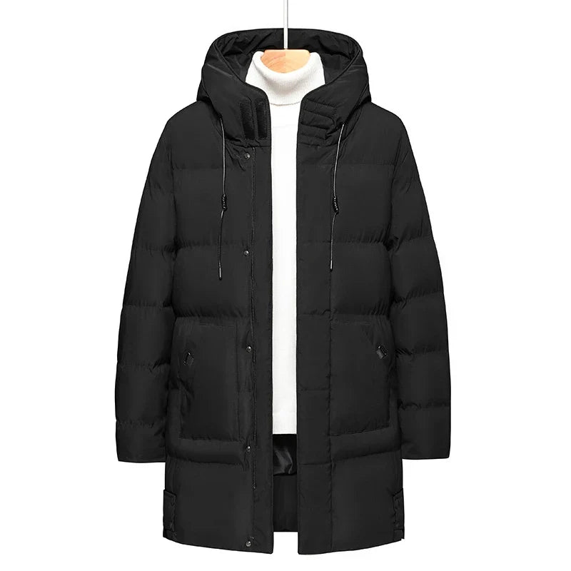 Herren Winter Steppmantel mit Kapuze – Lang, gefüttert, in verschiedenen Farben