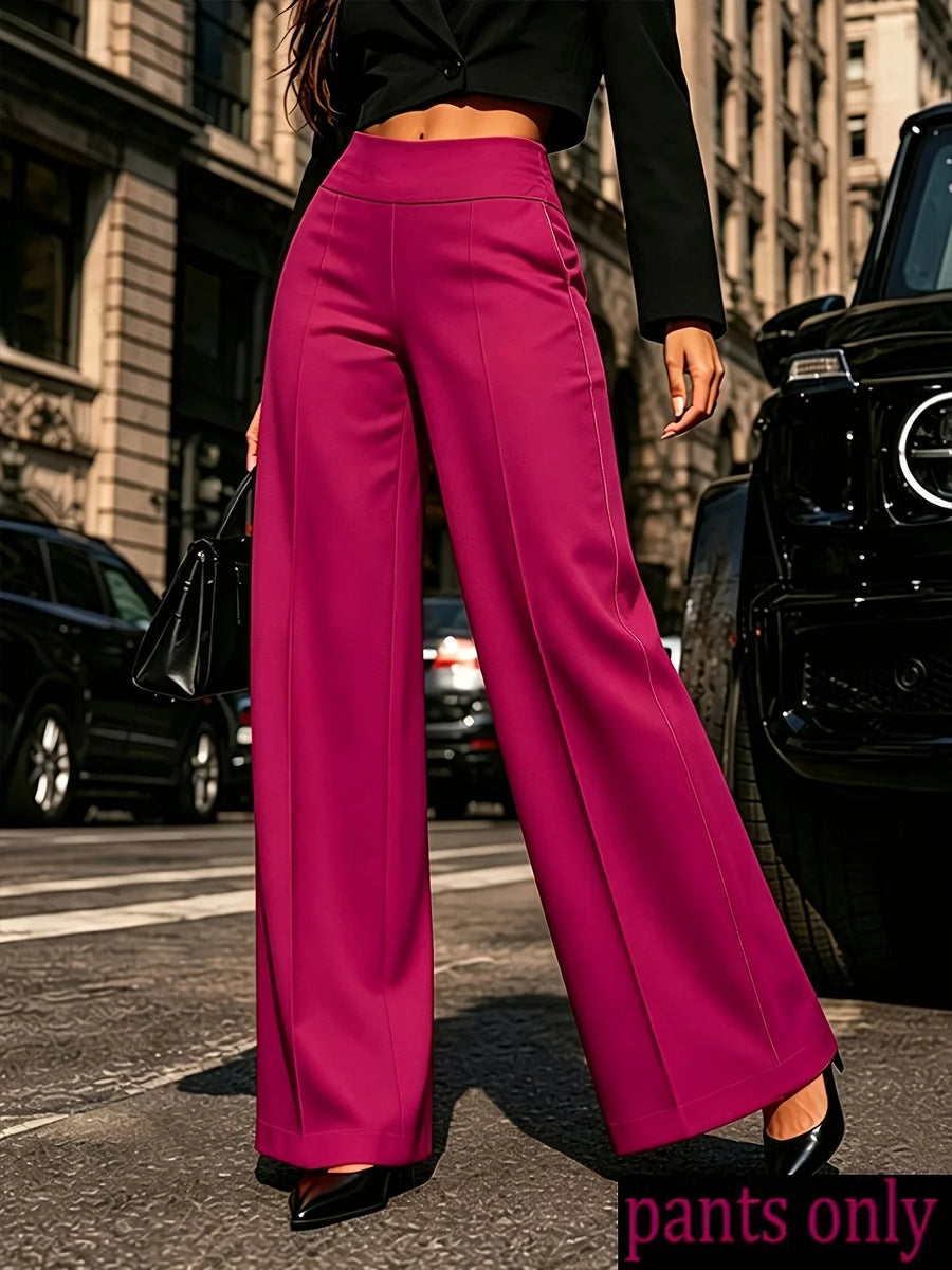 Damen Palazzo Hose weit geschnitten Hohe Taille