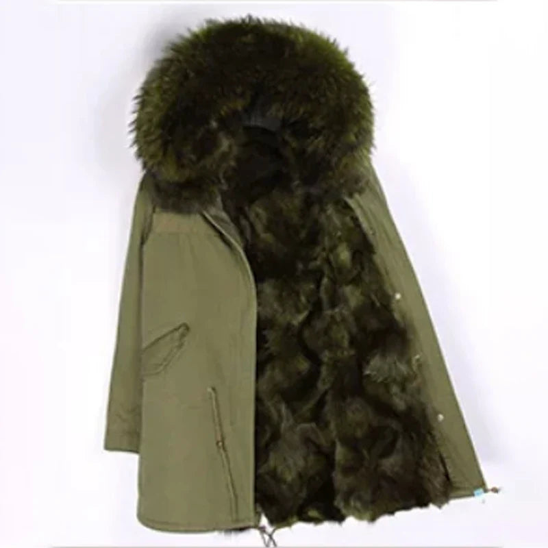 Damen Winterparka mit abnehmbarem Kunstpelzbesatz und Futter