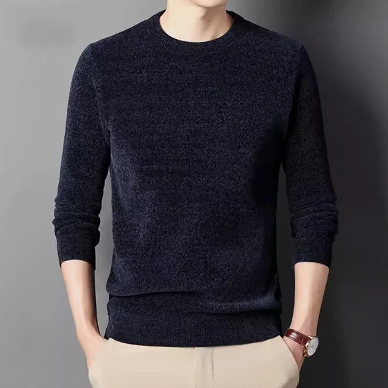 Herren Rundhals Pullover Langarm Fleece-Futter