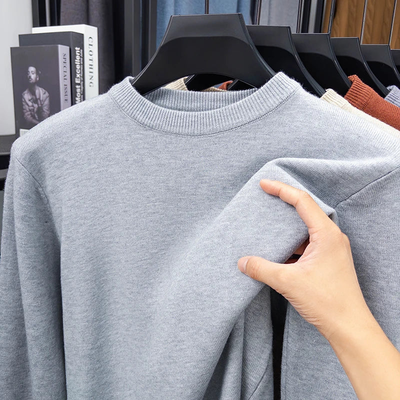 Unisex basic trui met ronde hals, lange mouwen en breisel