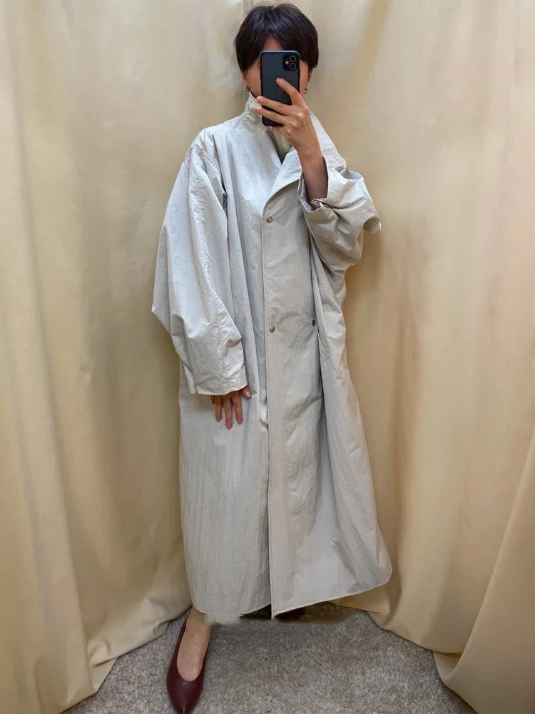 Trenchcoat Damen Oversize Lässig Kurz oder Lang mit Bindegürtel und breitem Kragen