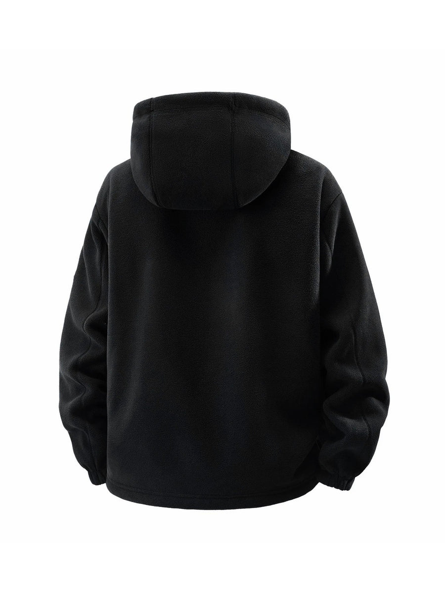 Herren Winter Fleecejacke mit Kapuze und Reißverschluss, gefüttert