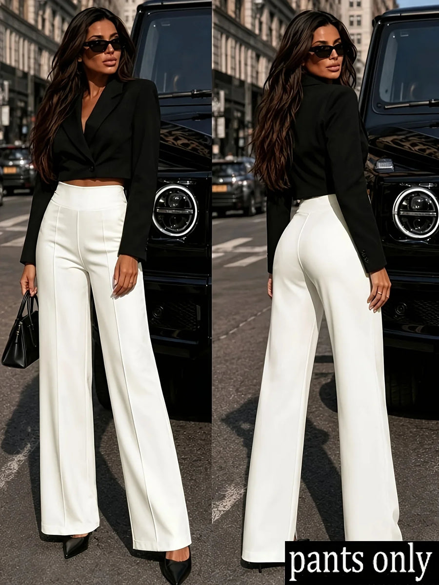 Damen Palazzo Hose weit geschnitten Hohe Taille
