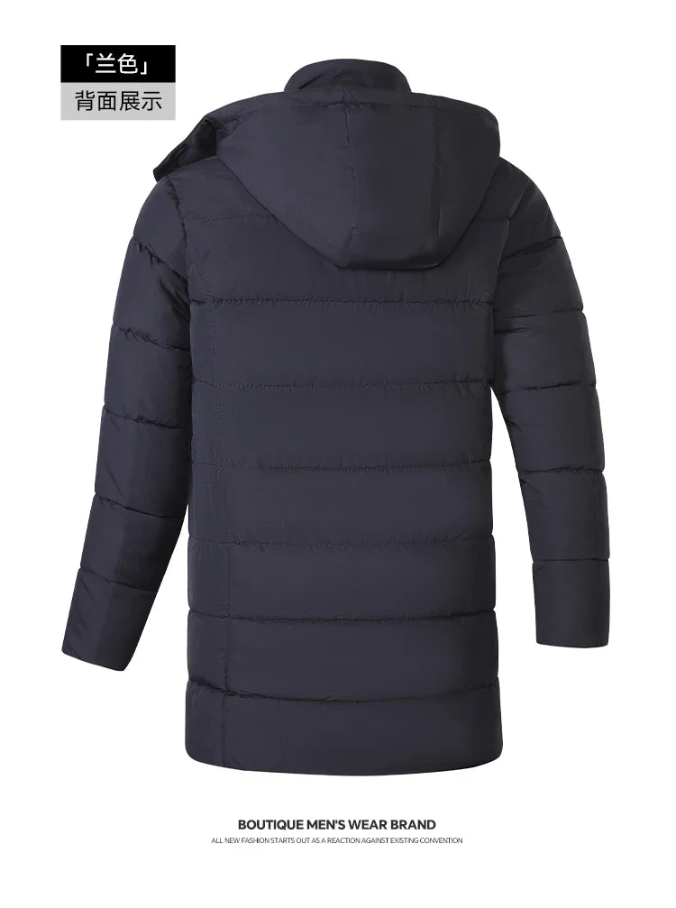 Herren Winter Steppmantel mit Kapuze Lang Gepolsterte Outdoor-Jacke
