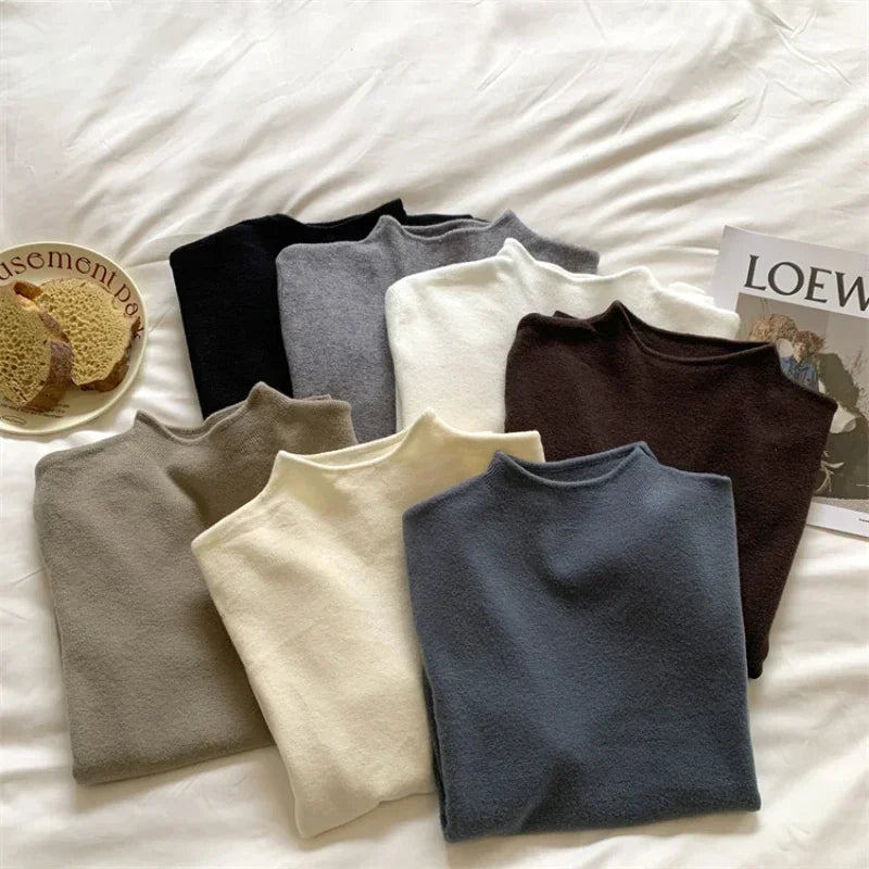 Dames fijne gebreide coltrui, slim fit, shirt met lange mouwen