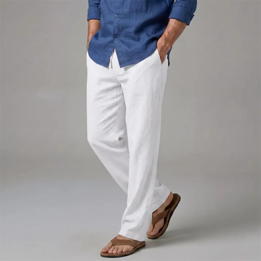 Herren Freizeithose Weites Bein Kordelzug Weiß