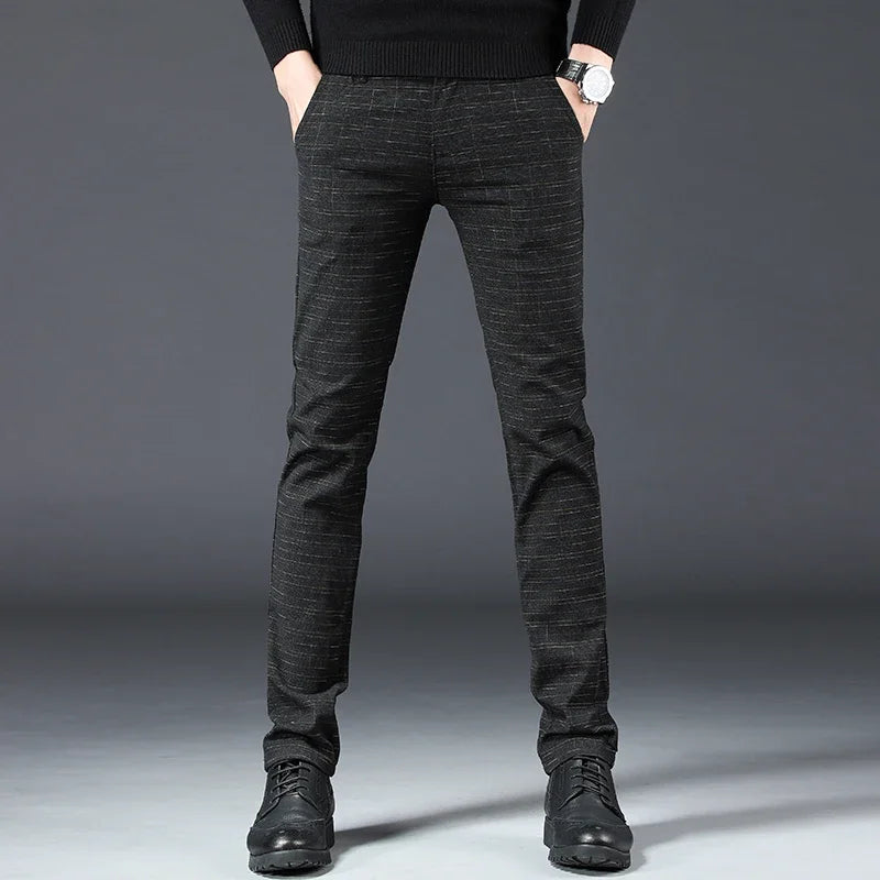 Geruite en gestreepte herenbroek, slim fit, elegant