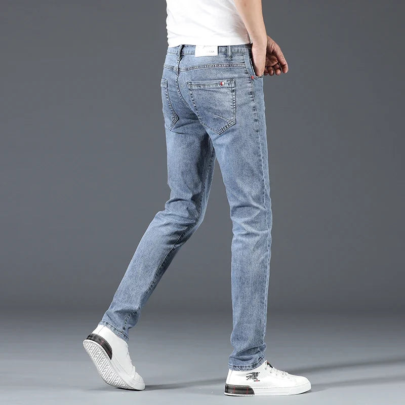 Herren Jeans Hose, Gerade geschnitten, Hellblau oder Grau, Denim-Look
