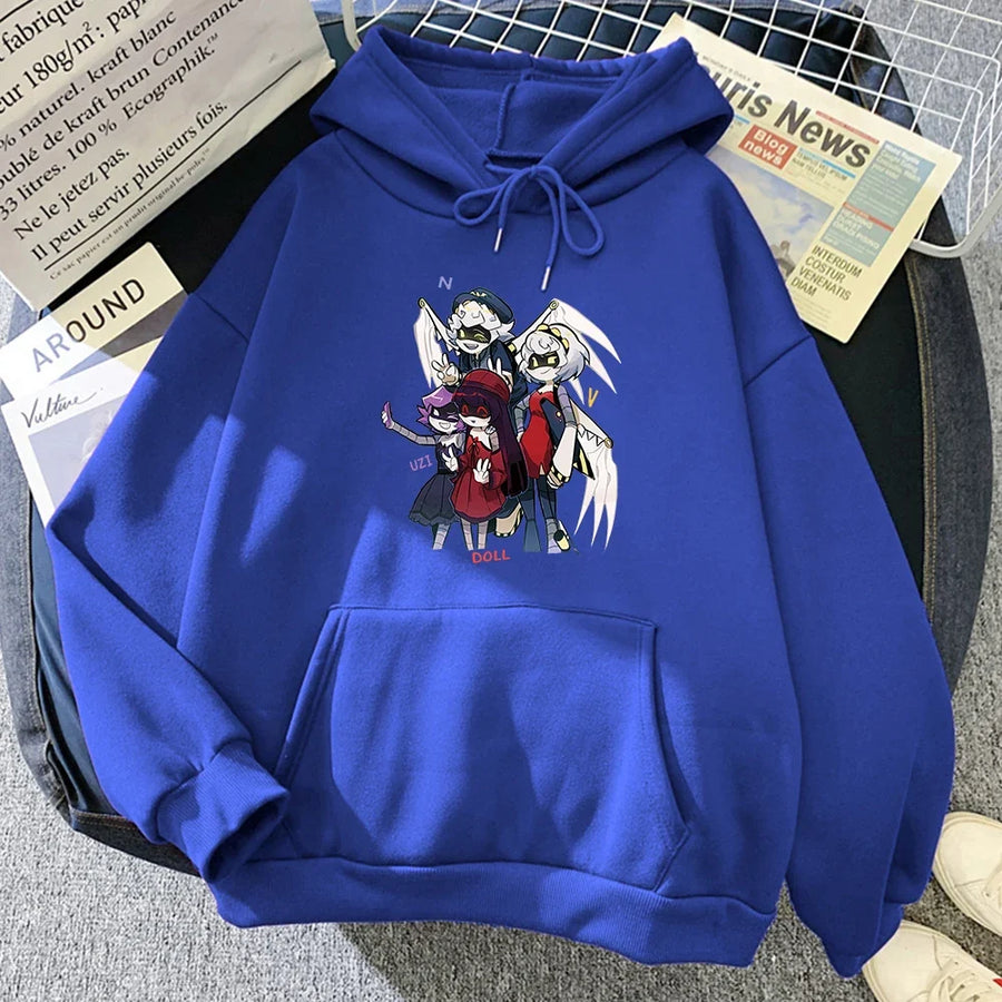 Unisexhoodie met kangoeroezak en anime-opdruk