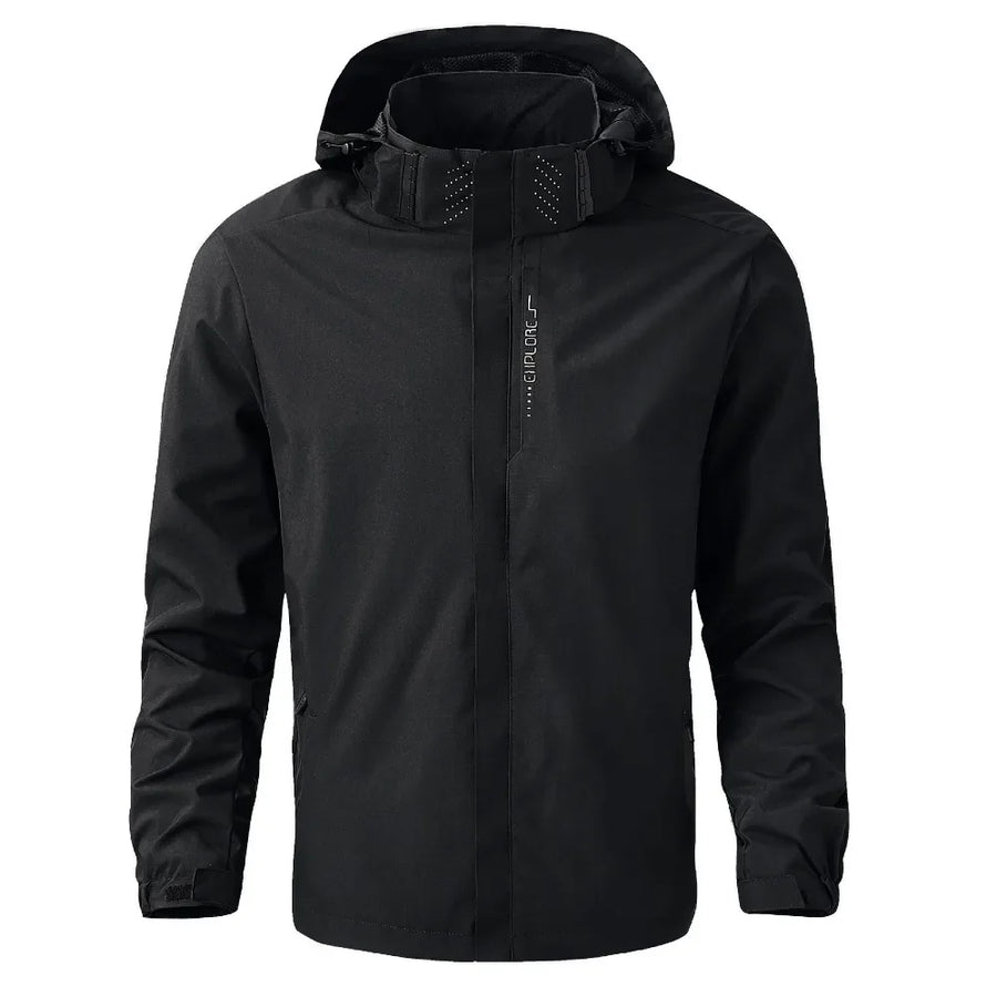 Unisex Outdoorjacke mit Kapuze und Reißverschluss, wasserabweisend