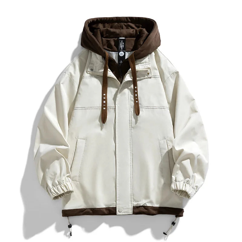 Herren Jacke mit Kapuze Doppelpack-Optik Schwarz Braun