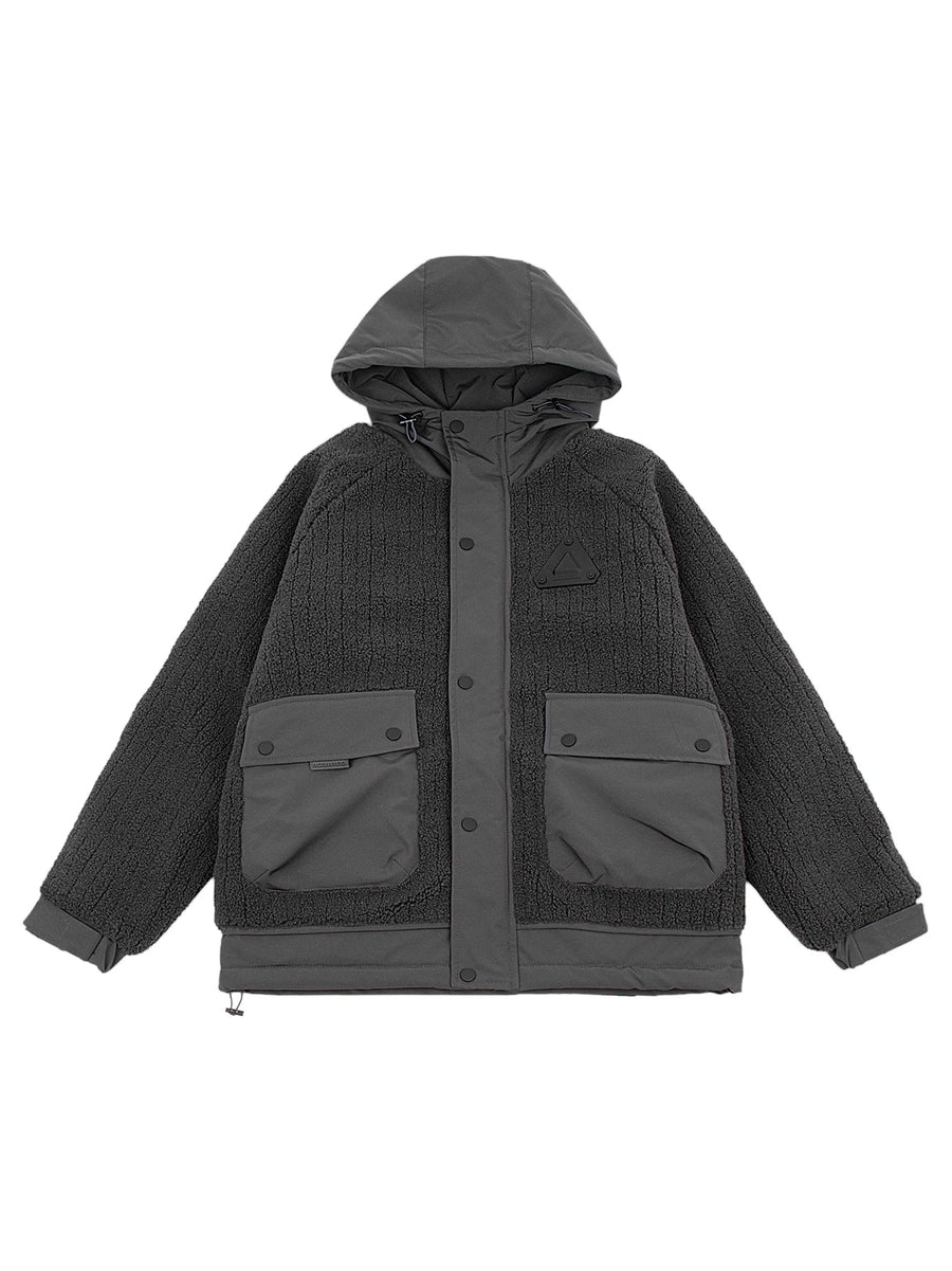 Unisex Kapuzenjacke Teddyfleece Warm Taschendetails