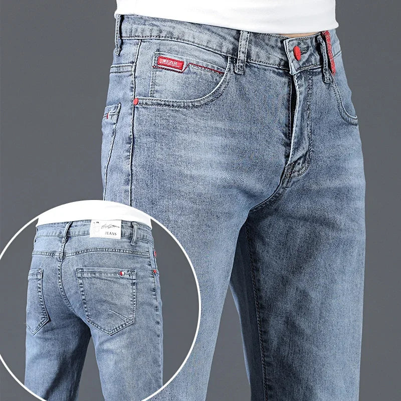 Herren Jeans Hose, Gerade geschnitten, Hellblau oder Grau, Denim-Look