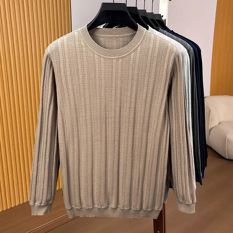 Unisex shirt met lange mouwen, ronde hals, fijngebreid, met patroon