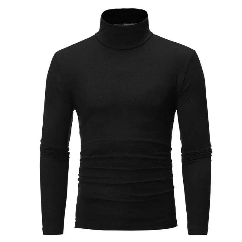 Heren colshirt met lange mouwen, nauwsluitend, effen