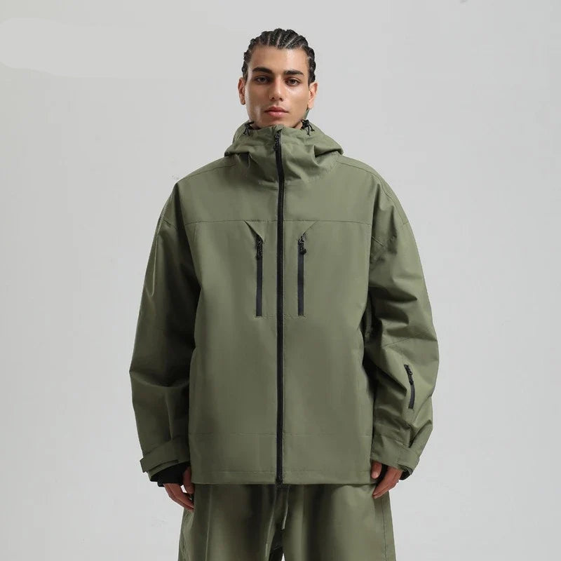Winter Skijacke Snowboardjacke mit Kapuze und Reißverschlüssen Herren