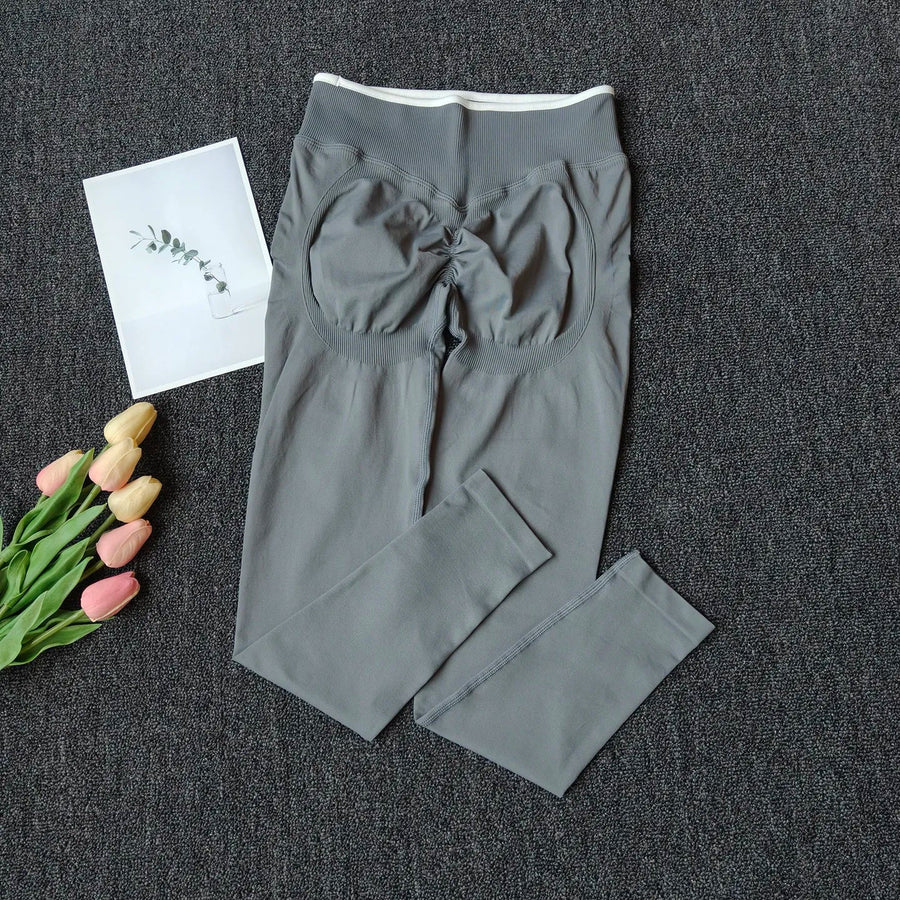 High-waist scrunch-buttlegging met rimpeldetail in verschillende kleuren