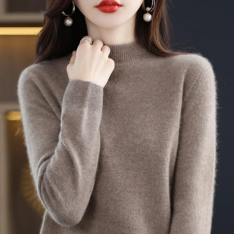 Damen Pullover mit Stehkragen Langarm