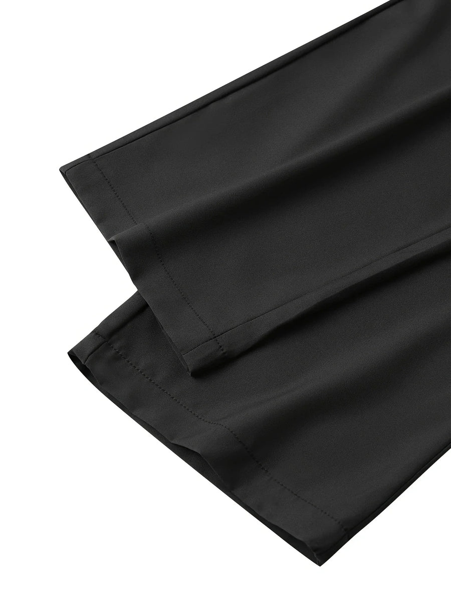 Zwarte vrijetijdsbroek voor heren met trekkoord en elastische tailleband