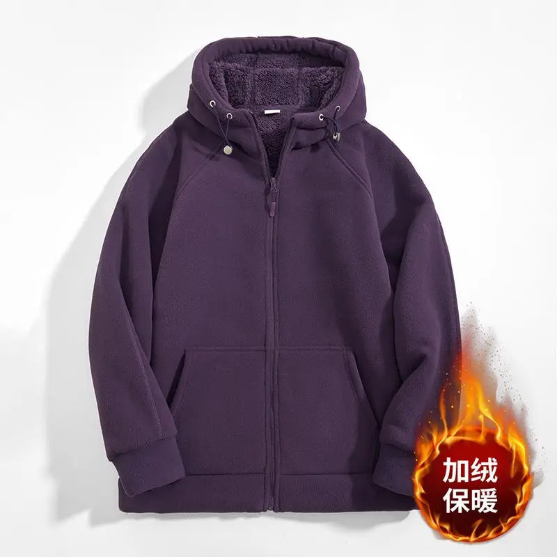 Unisex Kapuzenjacke mit Reißverschluss und Plüschfutter für kalte Tage
