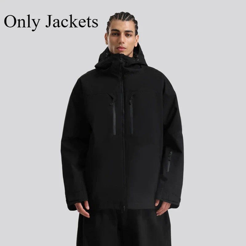 Winter Skijacke Snowboardjacke mit Kapuze und Reißverschlüssen Herren