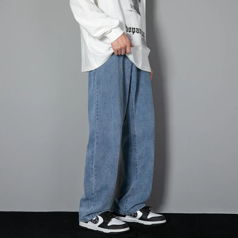 Herenjeans met ruime pasvorm en rechte pijpen denim broek