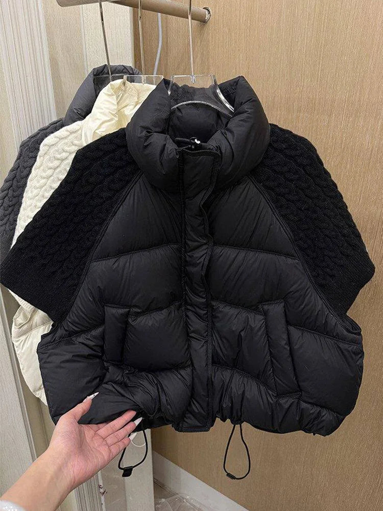Damen Steppweste mit Strickärmeln und Stehkragen - Warme Puffer Weste