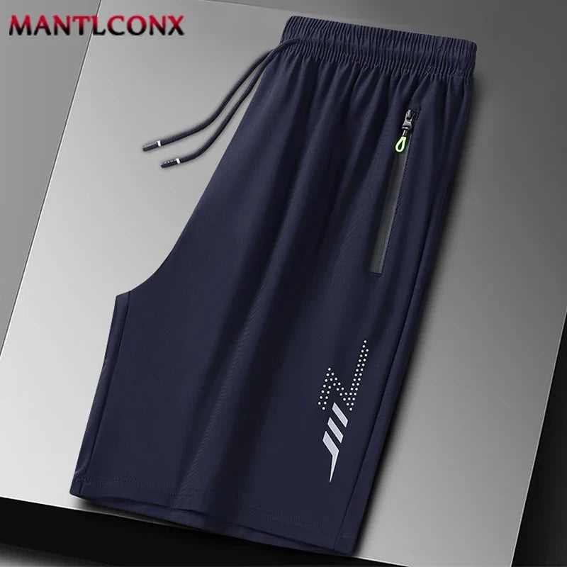 Herren 3/4 Sportshorts mit Reißverschlusstaschen & Kordelzug, Grau
