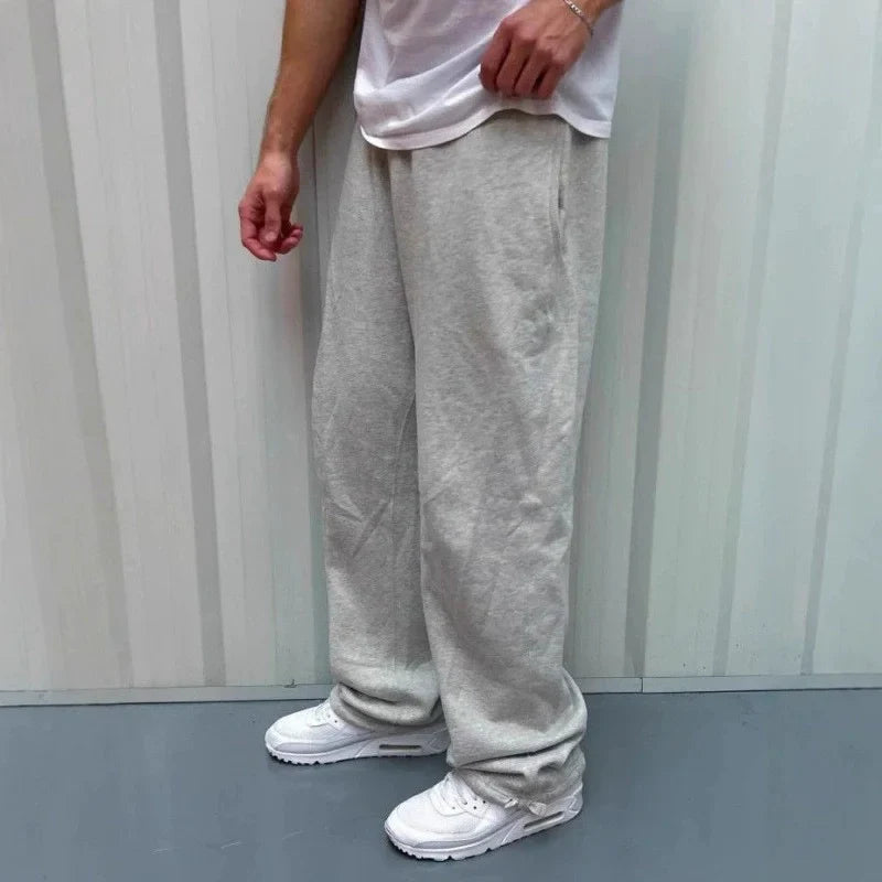 Zwarte unisex joggingbroek met wijde pijpen en trekkoord