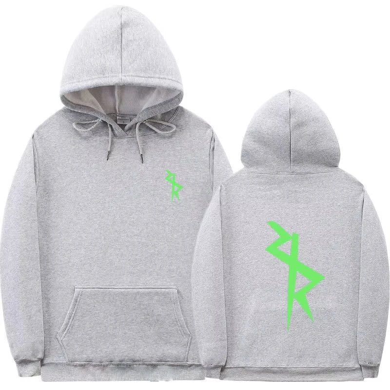Unisexhoodie met opvallende print aan de voor- en achterkant, kangoeroezak