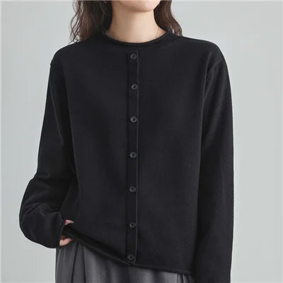 Damesvest met ronde hals en knoopsluiting, fijngebreid vest