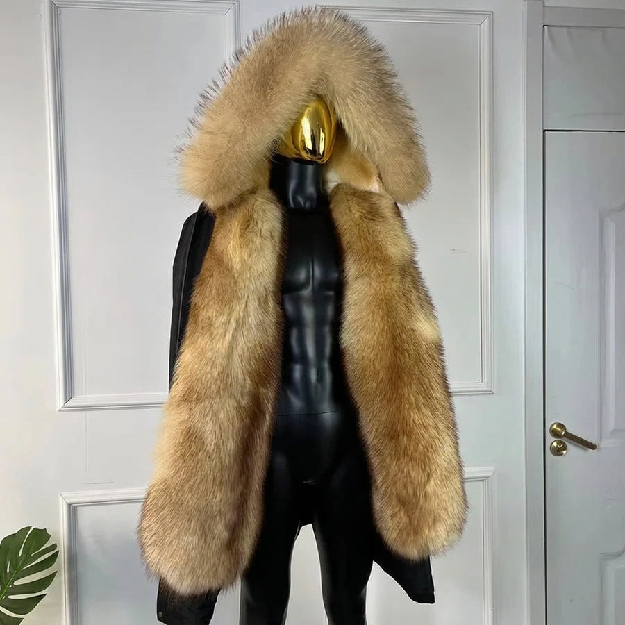 Zwarte winterparka voor heren met pluchevoering en capuchon