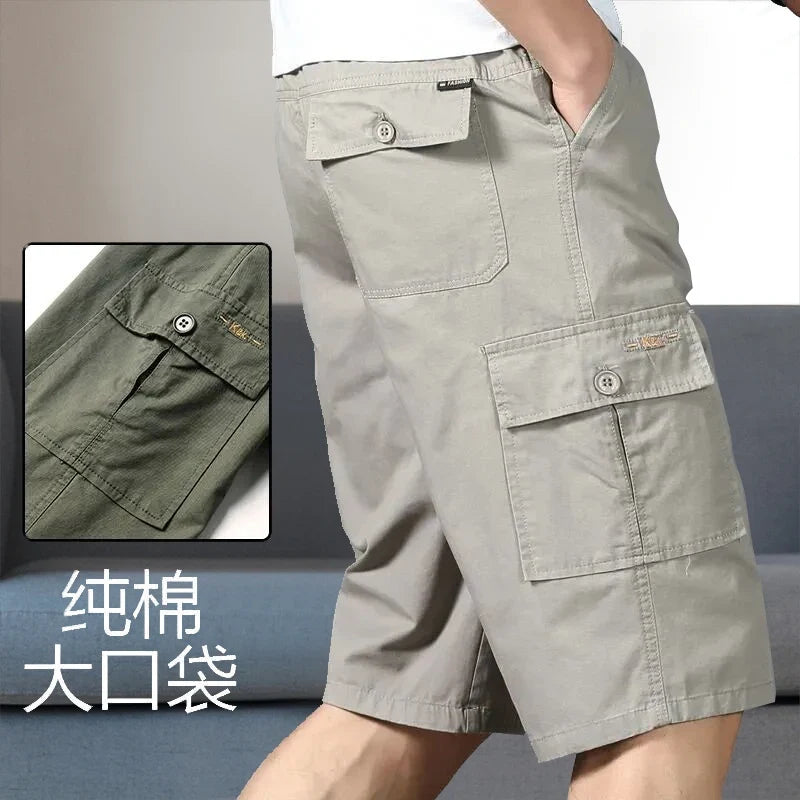 Herren Caprihose Cargo Shorts Freizeithose mit Taschen