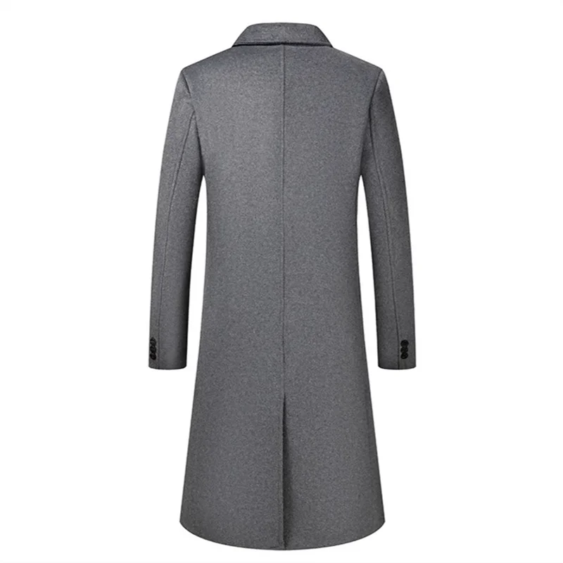 Herren Wintermantel Zweireiher Lang Mantel Business Elegant