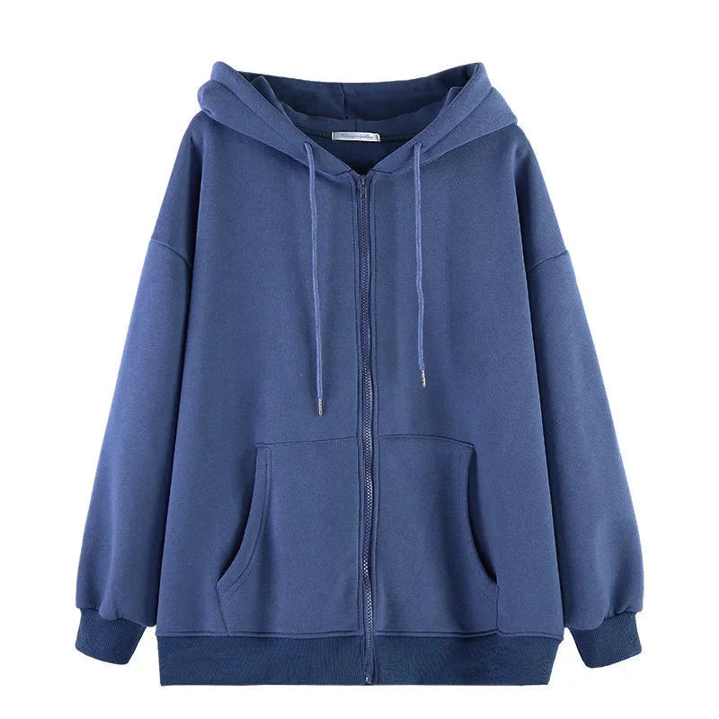 Unisex Kapuzenjacke mit Reißverschluss, locker geschnitten