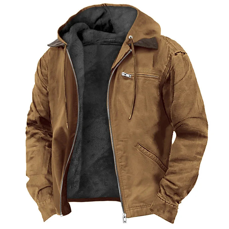 Herren Winterjacke mit Kapuze, Reißverschluss und Plüschfutter, viele Farben